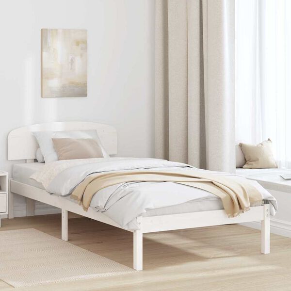 vidaXL Estrutura da Cama Branco 90 x 200 cm Madeira de Pinheiro S&oacute;lida