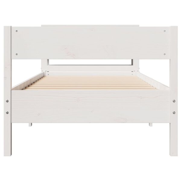vidaXL Cama sem colch&atilde;o 90x190 cm madeira de pinho maci&ccedil;a branco