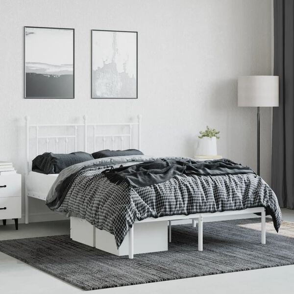 vidaXL Estrutura de cama com cabeceira 120x190 cm metal branco