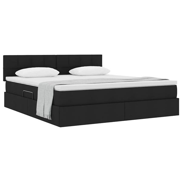 vidaXL Cama com arruma&ccedil;&atilde;o e colch&atilde;o com colch&atilde;o Preto 160 x 200 cm
