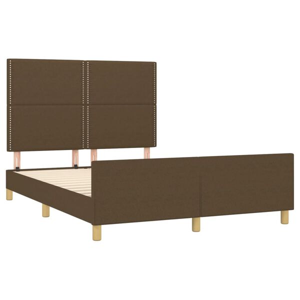 vidaXL Estrutura de cama sem colch&atilde;o 140x190 cm tecido castanho-escuro