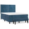 vidaXL Cama com molas/colch&atilde;o 140x190 cm veludo azul-escuro