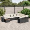 vidaXL 10 pcs conjunto sof&aacute;s de jardim c/ almofad&otilde;es vime PE preto