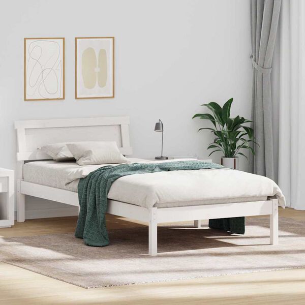 vidaXL Estrutura da Cama Branco 90 x 190 cm Madeira de Pinheiro S&oacute;lida