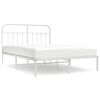 vidaXL Estrutura de cama com cabeceira 135x190 cm metal branco