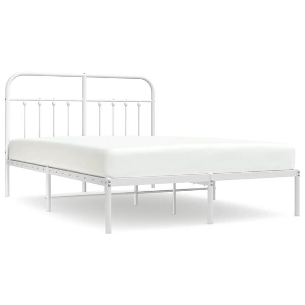 vidaXL Estrutura de cama com cabeceira 135x190 cm metal branco