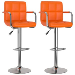 vidaXL Bancos de bar 2 pcs couro artificial laranja