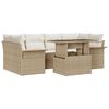 vidaXL Conjunto de Sof&aacute; de Jardim com almofada 7 pcs Bege vime PE