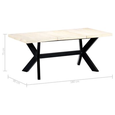 vidaXL Mesa de jantar 180x90x75 cm madeira de mangueira maciça branco