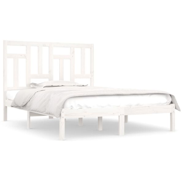 vidaXL Cama sem colch&atilde;o 150x200 cm madeira de pinho maci&ccedil;a branco