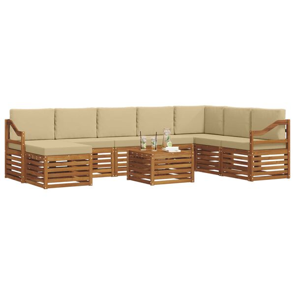 vidaXL Conjunto de Sof&aacute; Sectional com almofada 9 pcs Natural e Bege