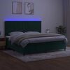 vidaXL Cama box spring c/ colch&atilde;o/LED 200x200 cm veludo verde-escuro