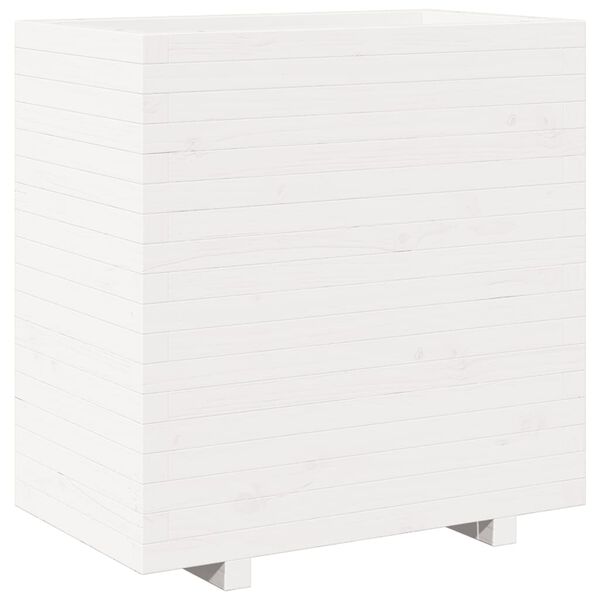 vidaXL Vaso/floreira de jardim 70x40x72,5 cm pinho maciço branco