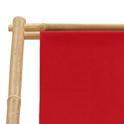 vidaXL Espreguiçadeira de bambu e lona vermelho
