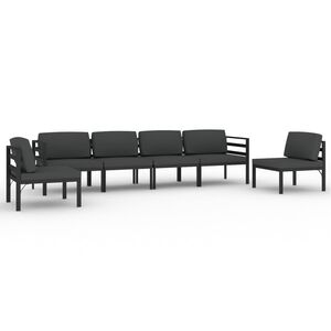 vidaXL 6 pcs conjunto lounge jardim com almofad&otilde;es alum&iacute;nio antracite