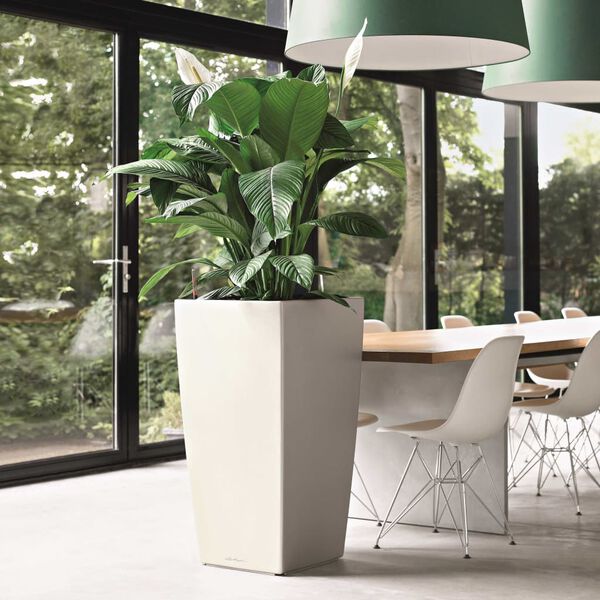 LECHUZA Vaso Cubico 40 ALL-IN-ONE branco brilhante 18191