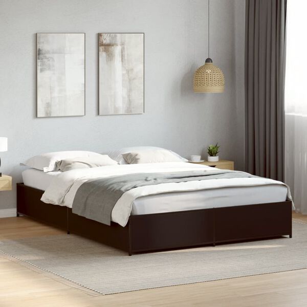 vidaXL Estrutura de cama 150x200 cm derivados de madeira/metal preto