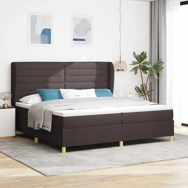 vidaXL Cama Box com colch&atilde;o Marrom Escuro 200 x 200 cm tecido
