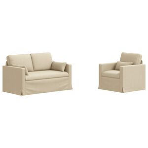 vidaXL Conjunto de Sof&aacute;s 2 unid. Creme tecido