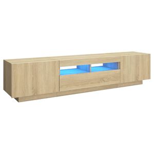 vidaXL M&oacute;vel de TV com luzes LED 180x35x40 cm carvalho sonoma