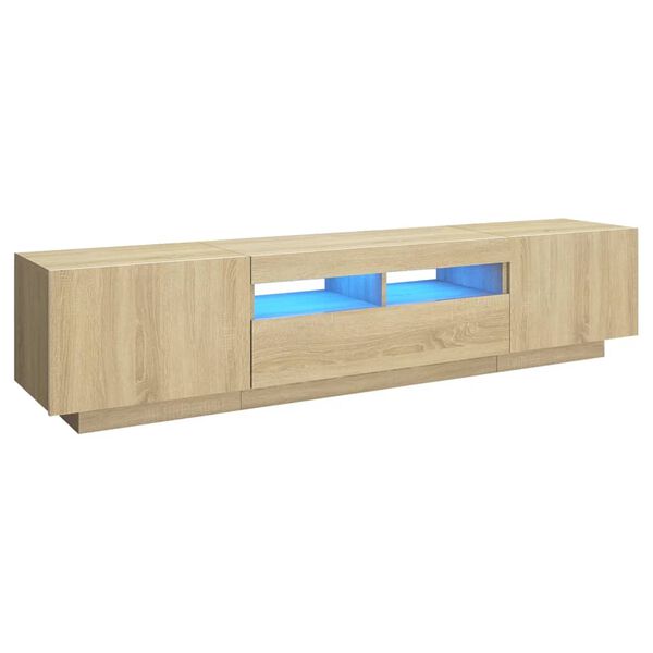 vidaXL M&oacute;vel de TV com luzes LED 180x35x40 cm carvalho sonoma