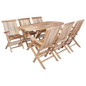 vidaXL Conjunto de M&oacute;veis de Jardim 7 unid. Natural