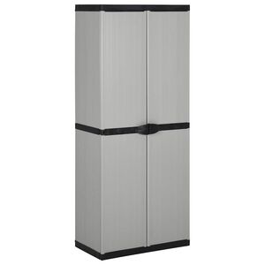 vidaXL Arm&aacute;rio arruma&ccedil;&atilde;o jardim 3 prateleiras 68x40x168cm cinza/preto