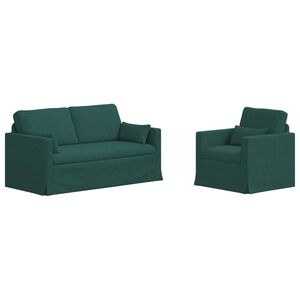 vidaXL Conjunto de Sof&aacute;s 2 unid. Verde Escuro tecido