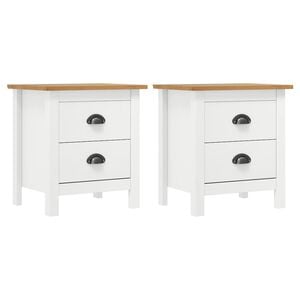 vidaXL Mesas cabeceira Hill 2 pcs 46x35x49,5cm pinho branco