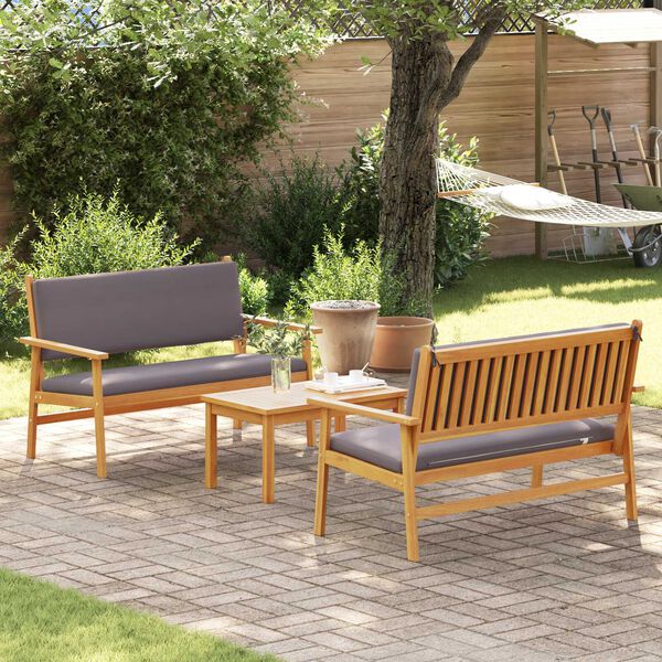 vidaXL Conjunto de Sof&aacute; de Jardim 3 pcs Castanho 120 x 65,5 x 79 cm