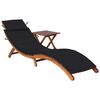 vidaXL Espregui&ccedil;adeira de jardim com mesa e almofad&atilde;o ac&aacute;cia maci&ccedil;a