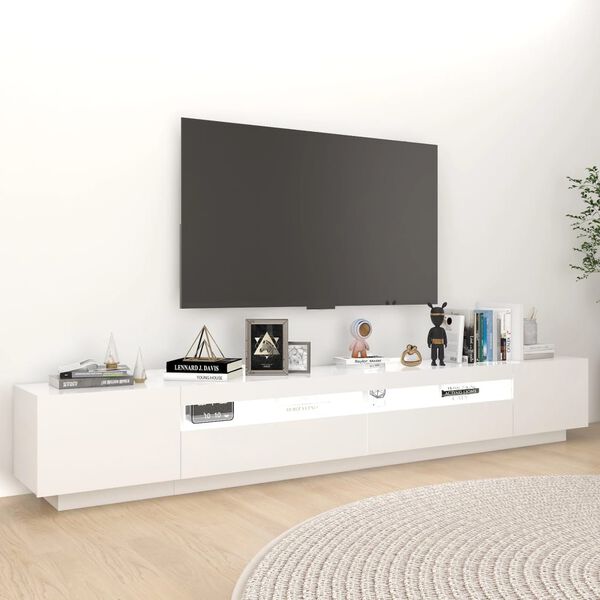 vidaXL M&oacute;vel de TV com luzes LED 260x35x40 cm branco
