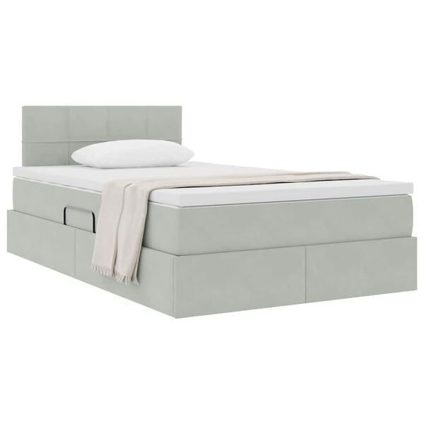 vidaXL Cama com Armazenamento Cinzento-claro 120 x 190 cm Veludo