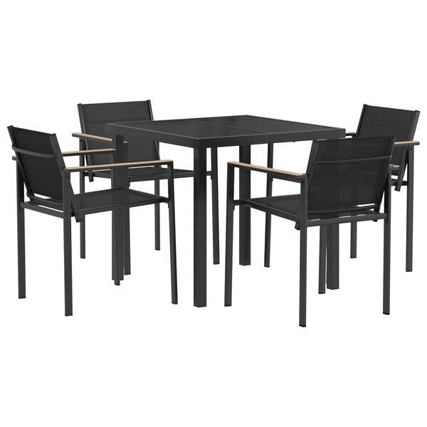 vidaXL Conjunto de M&oacute;veis para Exterior 5 pcs Preto e Anthracite