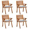 vidaXL Cadeiras de jardim c/ almofad&otilde;es 4 pcs madeira de ac&aacute;cia maci&ccedil;a