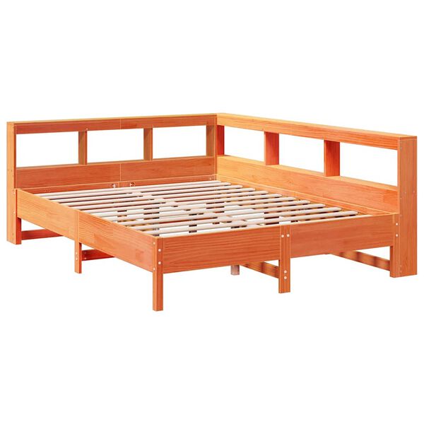 vidaXL Cama com estante sem colch&atilde;o 160x200 cm pinho maci&ccedil;o
