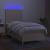 vidaXL Cama box spring c/ colch&atilde;o e LED 90x190 cm tecido cor creme