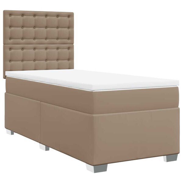 vidaXL Cama com molas/colch&atilde;o 90x200 cm couro artificial cappuccino