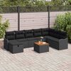 vidaXL Conjunto de Sof&aacute; de Jardim 9 pcs Preto Rattan Sint&eacute;tico