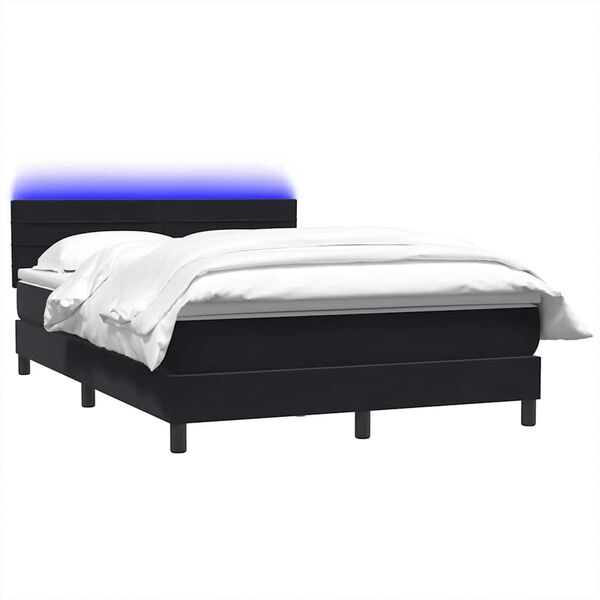 vidaXL Cama box spring c/ colch&atilde;o e LED 160x220 cm veludo preto
