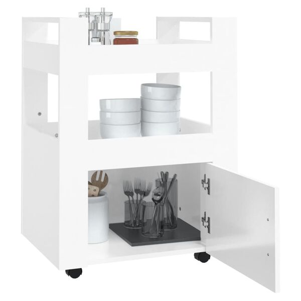 vidaXL Carrinho de cozinha 60x45x80 cm deriv. madeira branco brilhante