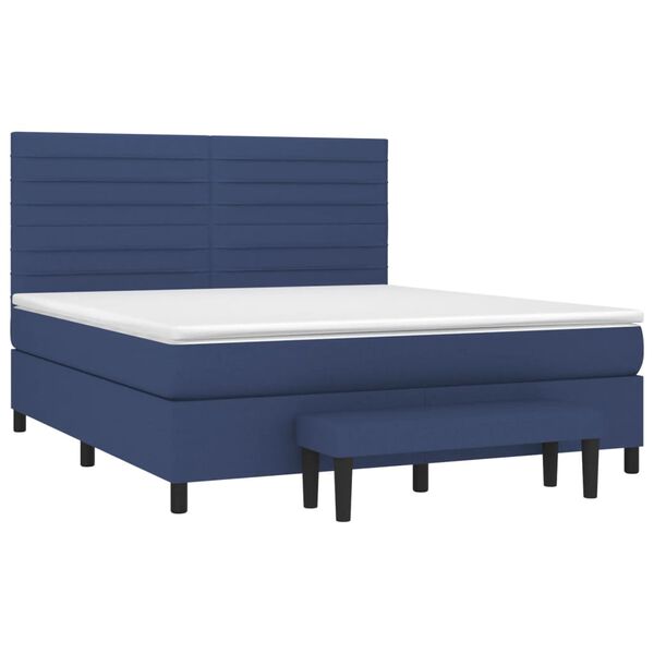 vidaXL Cama com molas/colch&atilde;o 160x200 cm tecido azul