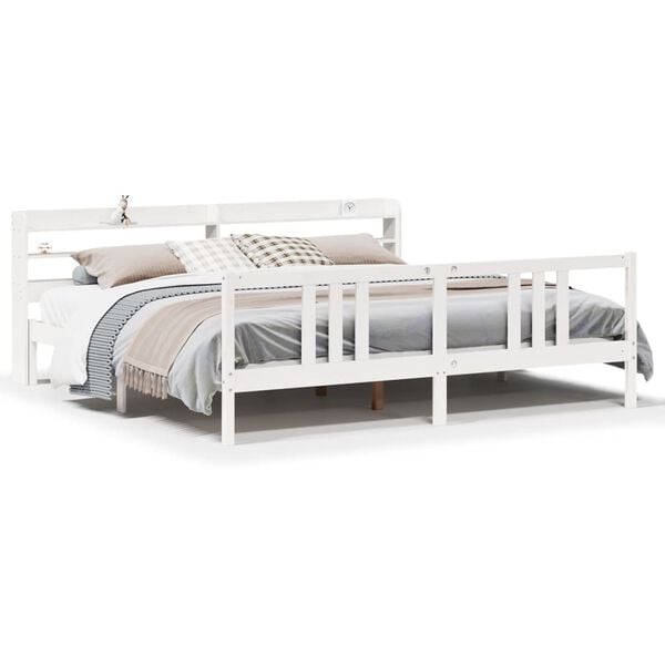 vidaXL Estrutura de cama c/ cabeceira sem colch&atilde;o 200x200 cm branco