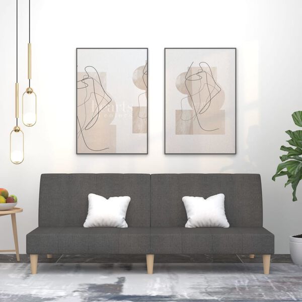 vidaXL Sof&aacute;-cama de 2 lugares tecido cinzento-escuro