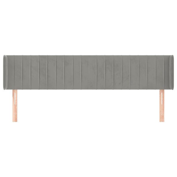 vidaXL Cabeceira de cama c/ abas veludo 203x16x78/88 cm cinzento-claro