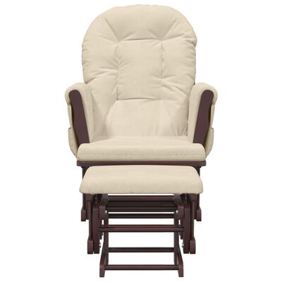 vidaXL Cadeira de amamentação com banco tecido branco nata