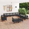 vidaXL 13 pcs conjunto lounge de jardim pinho maci&ccedil;o preto