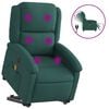 vidaXL Poltrona el&eacute;trica elevat&oacute;ria massagens tecido verde-escuro
