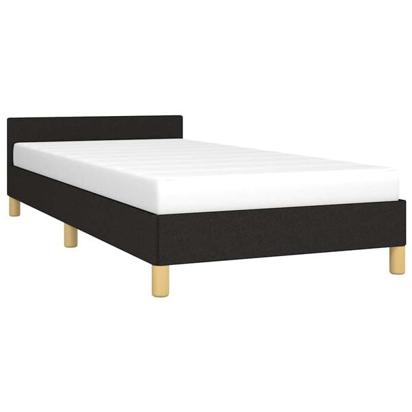vidaXL Estrutura cama c/ cabeceira sem colch&atilde;o tecido 90x190 cm preto