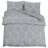 vidaXL Conjunto de capa de edred&atilde;o 200x200 cm algod&atilde;o cinzento e branco